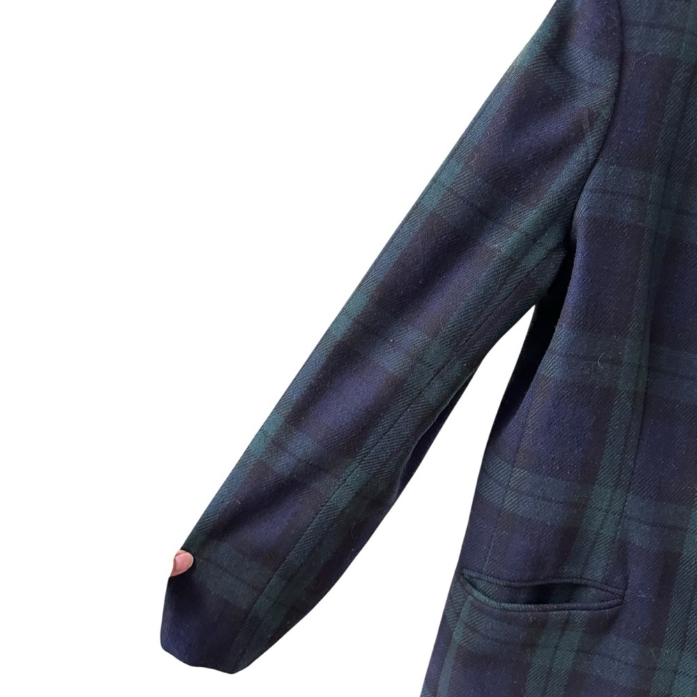 Vintage Plaid Blazer Jacket Velvet Collar Size 10 Blue Green Holidays Festive - Picture 8 of 10